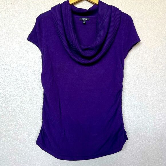 Apt. 9 Purple Draped Cowl Neck Fitted Knit Sweater Top S - Picture 1 of 3